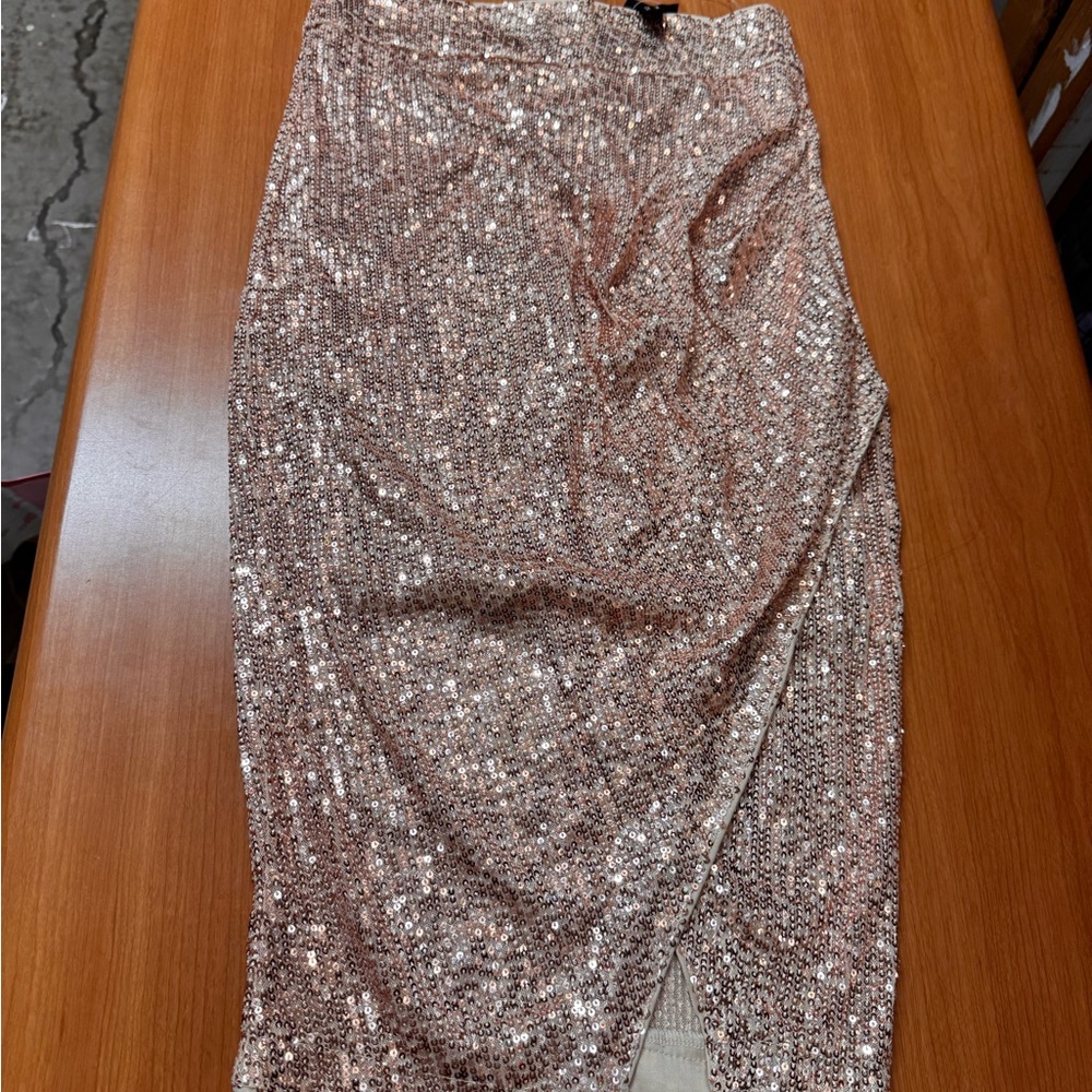 Othr Rose Gold Sequin Pencil Skirt